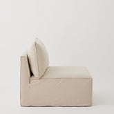 Side view of Nala Lounge Chair in beige linen
